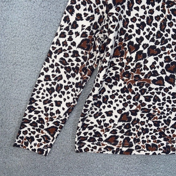 Additions by Chico's Top Womens 2 White Brown Heart Pattern Long Sleeve Casual - Picture 6 of 13